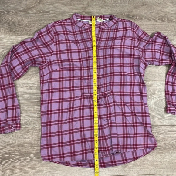 L.L. Bean Plaid Flannel Button Down Pleated Long Sleeve Top S - Picture 9 of 16